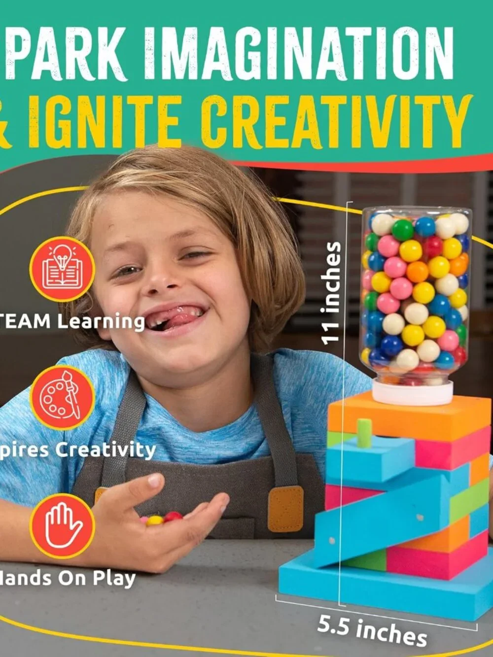New DIY Wood Building Kit STEM Woodworking Toy for Kids Candy Gumball Dispenser